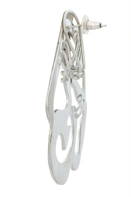 Nazaakat By Samara Singh_Silver Plated Abstract Embellished Pair Of Earrings _Online_at_Aza_Fashions