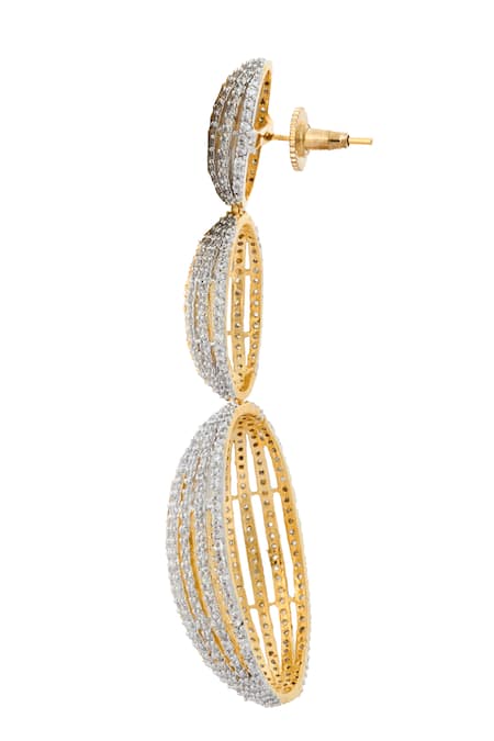 Nazaakat By Samara Singh Silver Plated Imitation Diamonds Abstract And Gold Embellished Pair Of Earrings Online at Aza Fashions Nazaakat By Samara Singh_Silver Plated Imitation Diamonds Abstract And Gold Embellished Pair Of Earrings _Online_at_Aza_Fashions