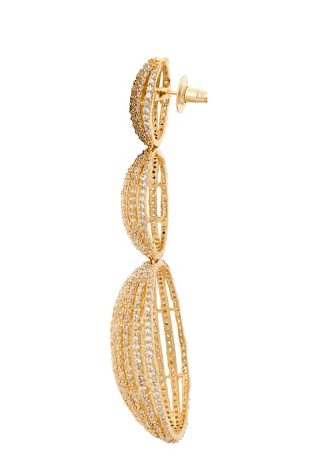 Nazaakat By Samara Singh_Gold Plated Faux Diamonds Stone Embellished Pair Of Earrings _Online_at_Aza_Fashions