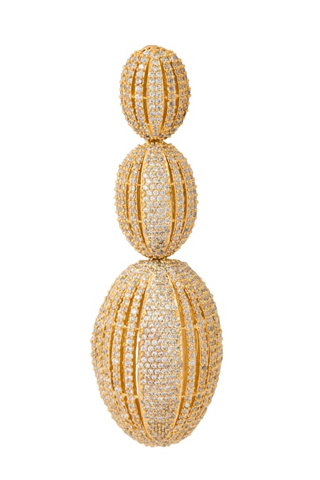 Shop_Nazaakat By Samara Singh_Gold Plated Faux Diamonds Stone Embellished Pair Of Earrings _Online_at_Aza_Fashions