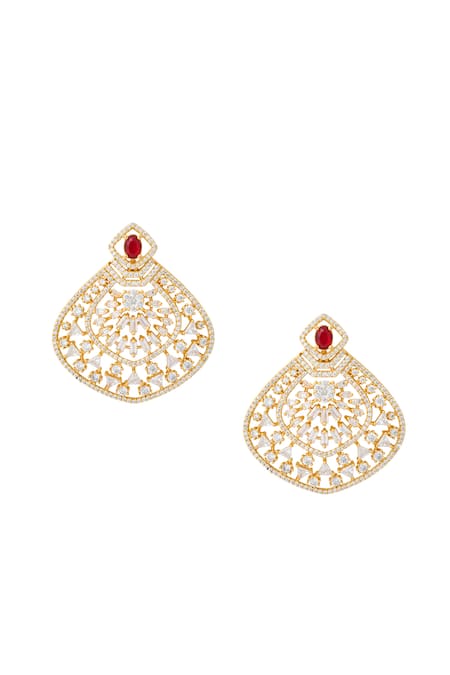 Nazaakat By Samara Singh Gold & Ruby Embellished Pair Of Earrings 