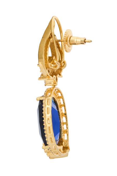 Nazaakat By Samara Singh_Blue Faux Diamonds Embellished Pair Of Earrings_Online_at_Aza_Fashions