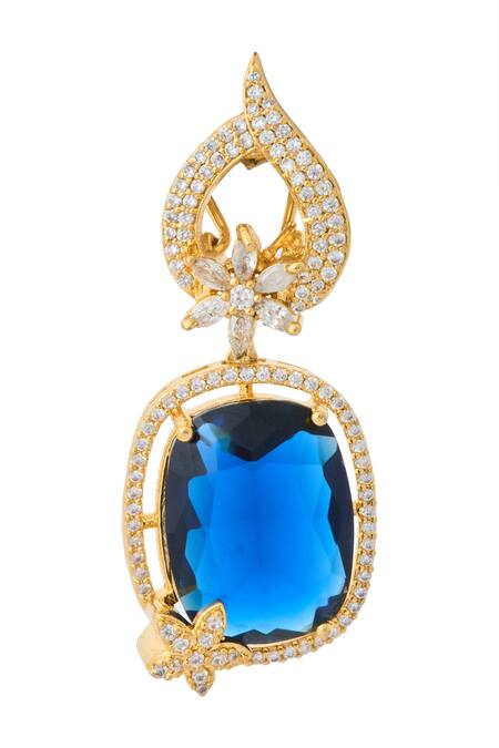 Buy_Nazaakat By Samara Singh_Blue Faux Diamonds Embellished Pair Of Earrings_Online_at_Aza_Fashions