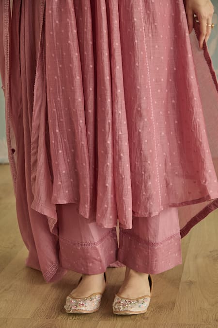 Buy Kritika Dawar Blush Chanderi, Cotton Embroidery V-neck Zella Hand Kurta Set Online at Aza Fashions Buy_Kritika Dawar_Blush Chanderi, Cotton Embroidery V-neck Zella Hand Kurta Set _Online_at_Aza_Fashions