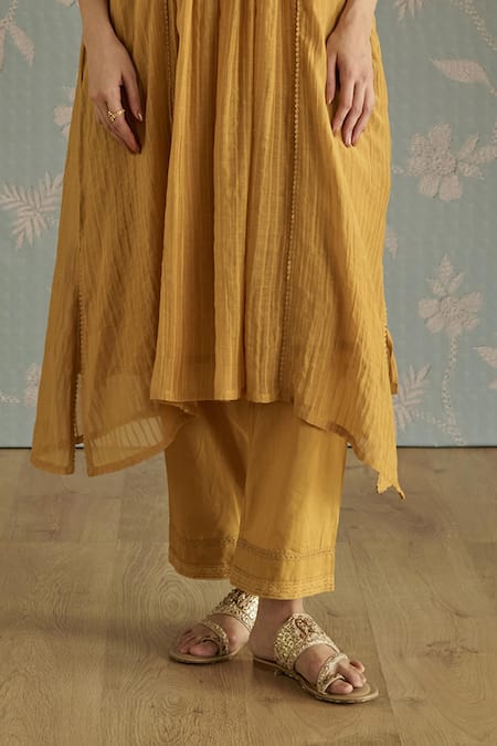 Buy Kritika Dawar Yellow Chanderi, Cotton Embroidery Mandarin Collar Ayat Hand Kaftaan Set Online at Aza Fashions Buy_Kritika Dawar_Yellow Chanderi, Cotton Embroidery Mandarin Collar Ayat Hand Kaftaan Set _Online_at_Aza_Fashions
