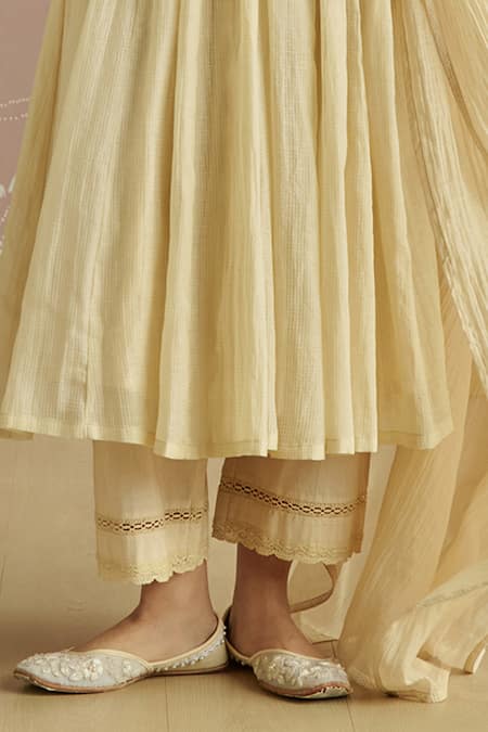 Buy Kritika Dawar Ivory Chanderi, Cotton Embroidery Round Neck Sairah Kota Hand Kurta Set Online at Aza Fashions Buy_Kritika Dawar_Ivory Chanderi, Cotton Embroidery Round Neck Sairah Kota Hand Kurta Set _Online_at_Aza_Fashions
