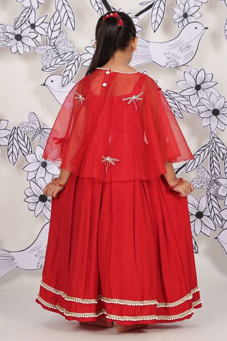 LA Dee DA Red Dress With Dragonfly Cape 