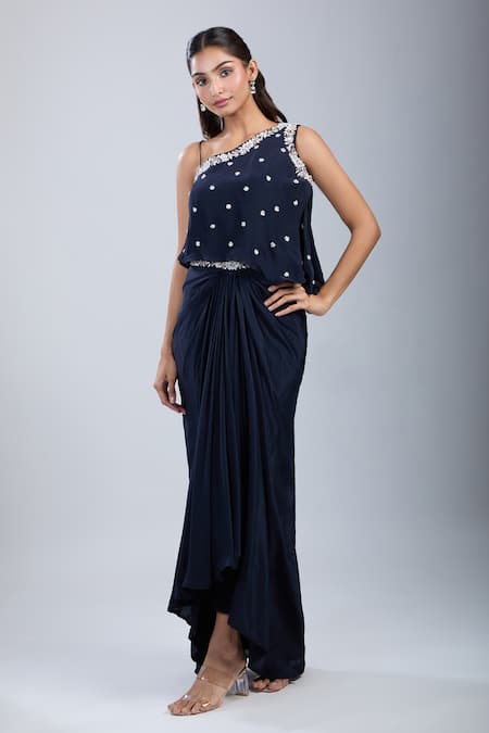 Samyukta Singhania Embellished Blouse With Skirt