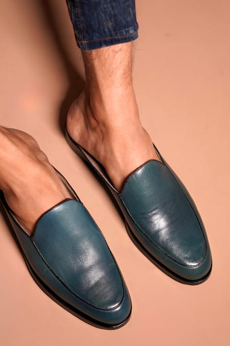 Dmodot Blue Leather Mules
