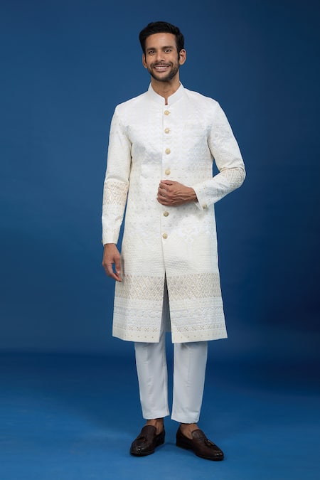 Arihant Rai Sinha Chevron Embroidered Sherwani Set 