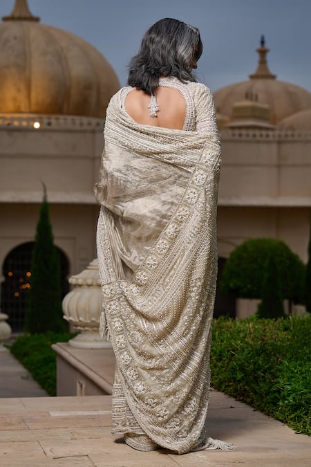 Tarun Tahiliani Embellished Tissue Kanjivaram Saree With Blouse 