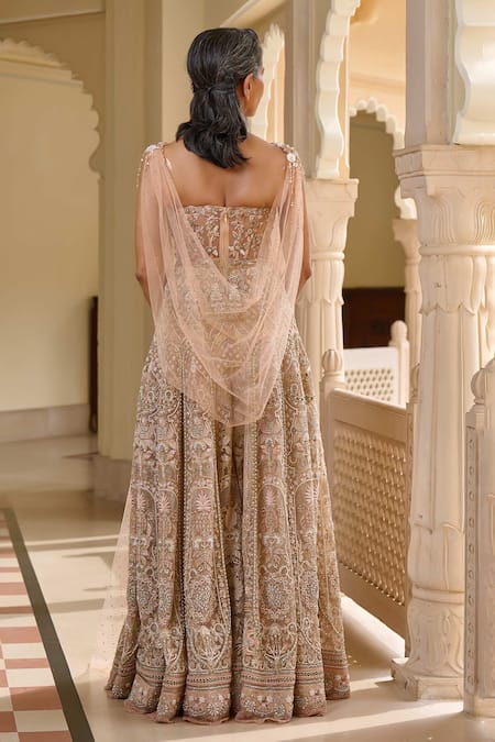 Tarun Tahiliani Embroidered Jumpsuit With Cape 