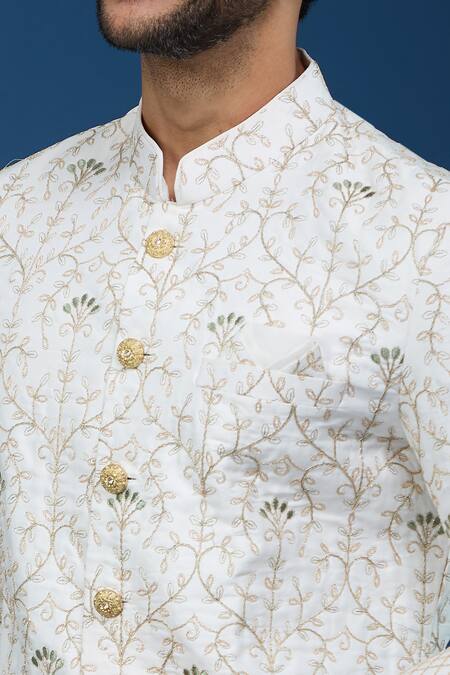 Buy Arihant Rai Sinha Off White Silk, Polyester, Viscose Embroidery, Sequins Floral Sherwani Set Online at Aza Fashions Buy_Arihant Rai Sinha_Off White Silk, Polyester, Viscose Embroidery, Sequins Floral Sherwani Set _Online_at_Aza_Fashions