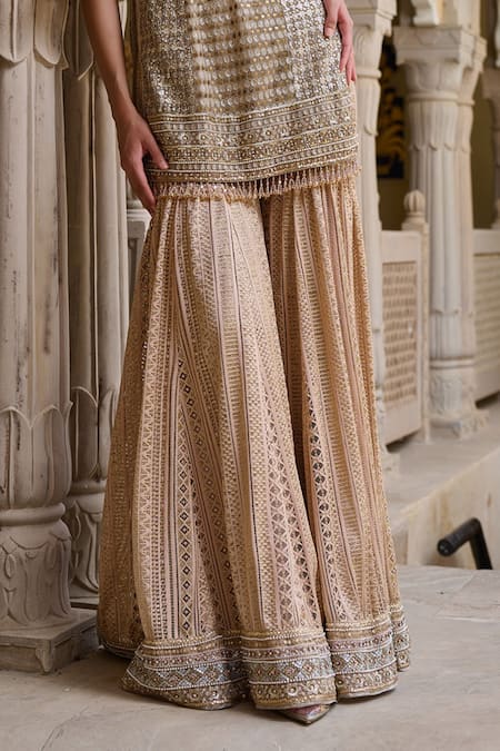 Tarun Tahiliani_Sequin Embroidered Kurta Sharara Set _Online_at_Aza_Fashions