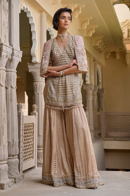 Buy_Tarun Tahiliani_Sequin Embroidered Kurta Sharara Set _Online_at_Aza_Fashions