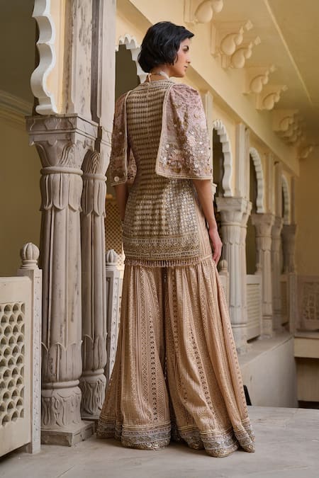 Tarun Tahiliani Sequin Embroidered Kurta Sharara Set 