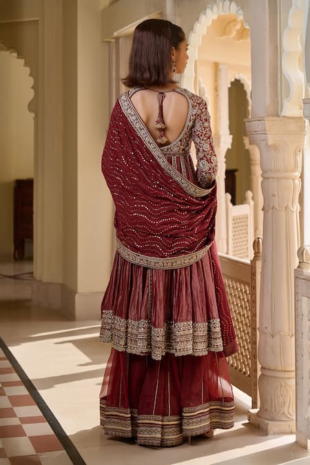 Tarun Tahiliani Bidri Embroidered Kurta Sharara Set 