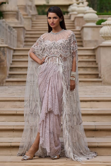 Tarun Tahiliani Crystal Embellished Cape Set