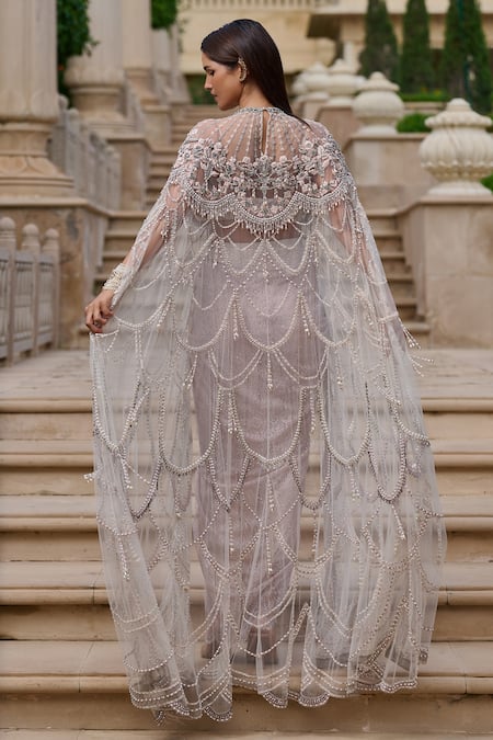 Tarun Tahiliani Crystal Embellished Cape Set 