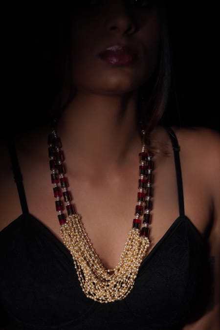 Rejuvenate Jewels Gulnaar Glass Beads & Pearl Necklace 