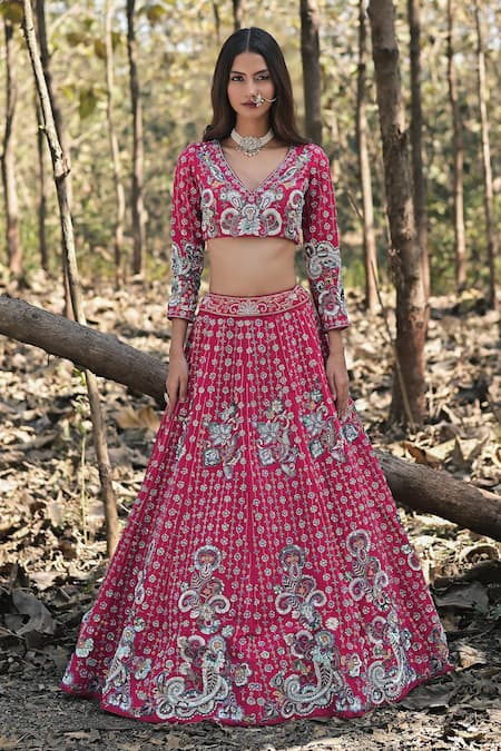 Panihari Raw Silk Embroidered Lehenga Set 