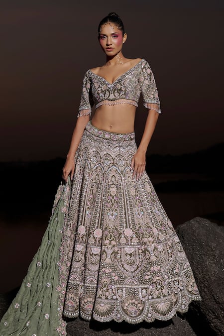 Panihari Mughal Embroidered Bridal Lehenga Set 
