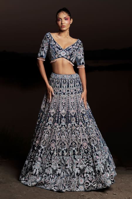 Panihari Floral Embroidered Bridal Lehenga Set 