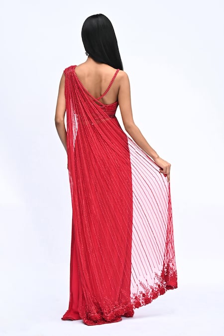 Rabiya Savlani One Shoulder Embroidered Top With Lehenga 