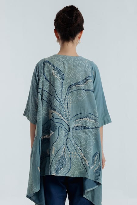 Rias Jaipur Indigo Floral Pattern Overlay 