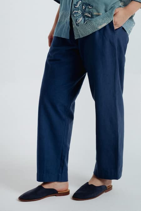 Rias Jaipur_Blue Cotton Indigo Barrel Pant _Online_at_Aza_Fashions