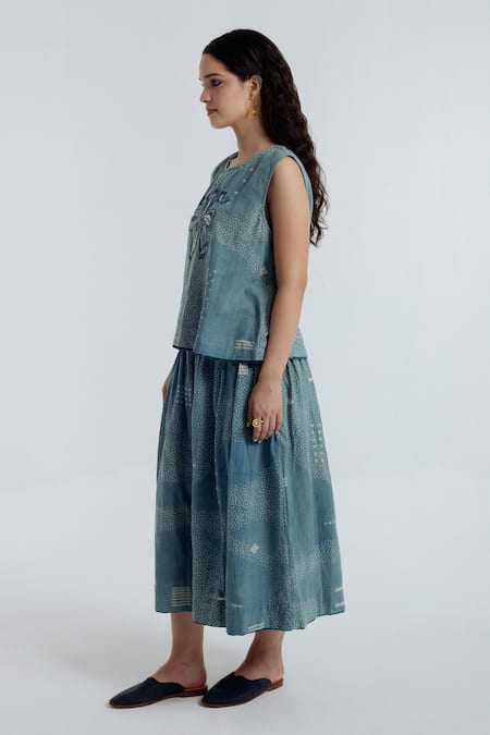 Rias Jaipur Indigo Cotton Skirt 