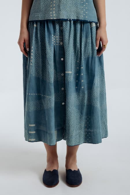 Buy_Rias Jaipur_Blue Cotton Indigo Skirt _Online_at_Aza_Fashions