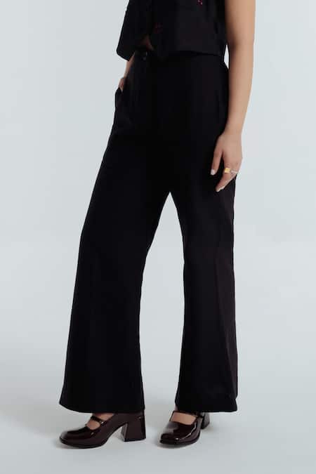 Shop_Rias Jaipur_Black Handloom Cotton Fayra Pant _Online_at_Aza_Fashions