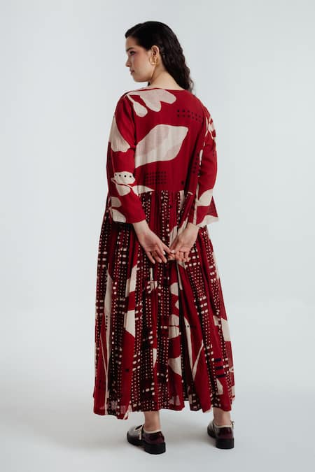 Rias Jaipur Madder Printed Jacket With Dress 
