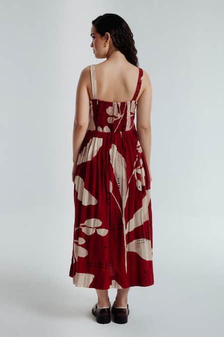 Rias Jaipur Madder Heart Printed Dress 