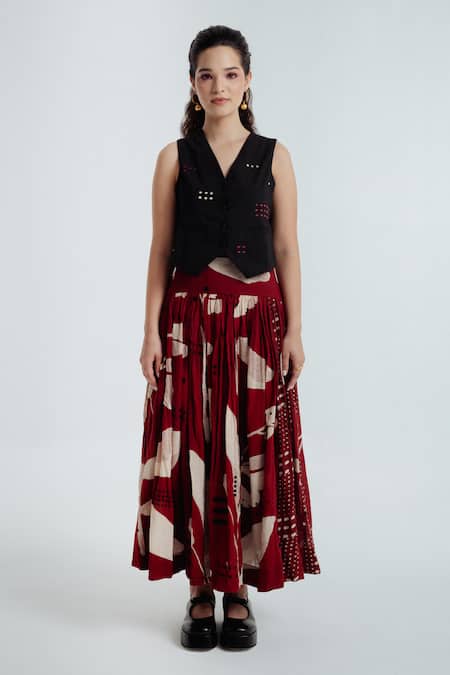 Rias Jaipur Madder Printed Skirt 
