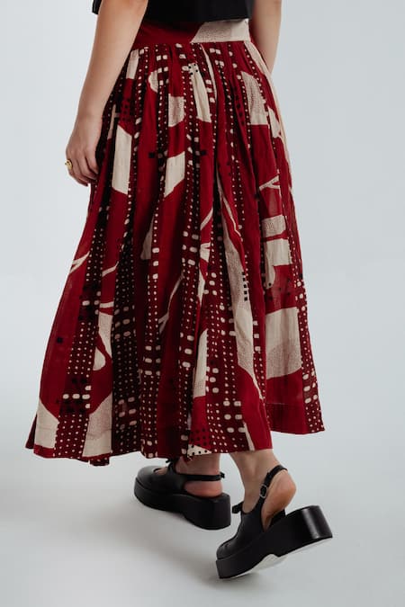 Rias Jaipur_Black Cotton Embroidery, Cut Work V-neck Madder Waistcoat With Skirt _at_Aza_Fashions