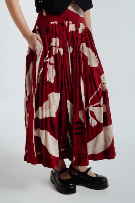 Buy_Rias Jaipur_Black Cotton Embroidery, Cut Work V-neck Madder Waistcoat With Skirt 