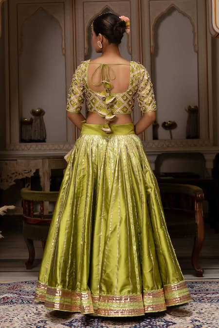 Pomcha Jaipur Meera Gota Patti Lehenga Set 