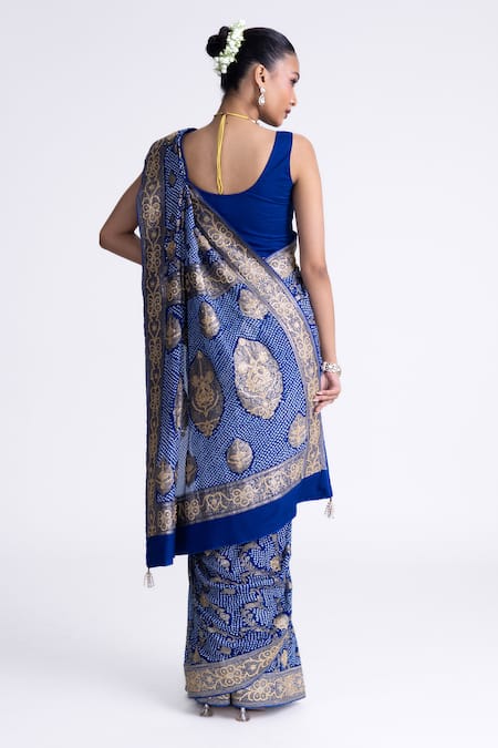 Naina Jain Banarasi Bandhani Saree With Unstitched Blouse Fabric 