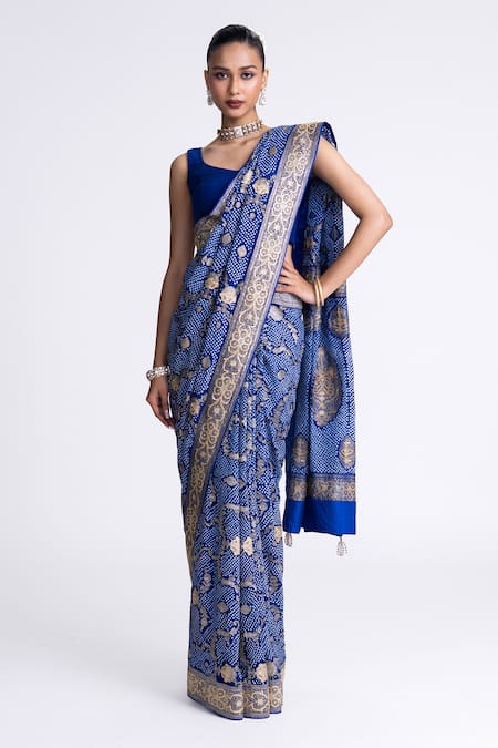 Naina Jain Banarasi Bandhani Saree With Unstitched Blouse Fabric 