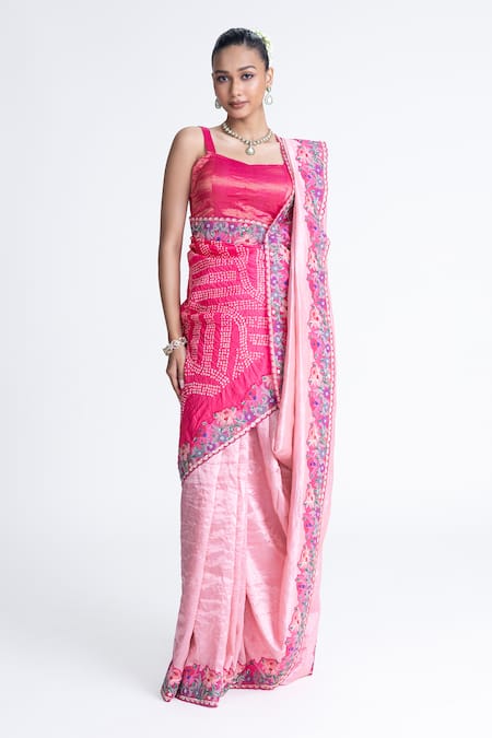 Naina Jain Metallic Silk Embroidered Saree With Unstitched Blouse Fabric 