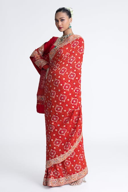 Naina Jain Banarasi Bandhani Saree With Unstitched Blouse Fabric 