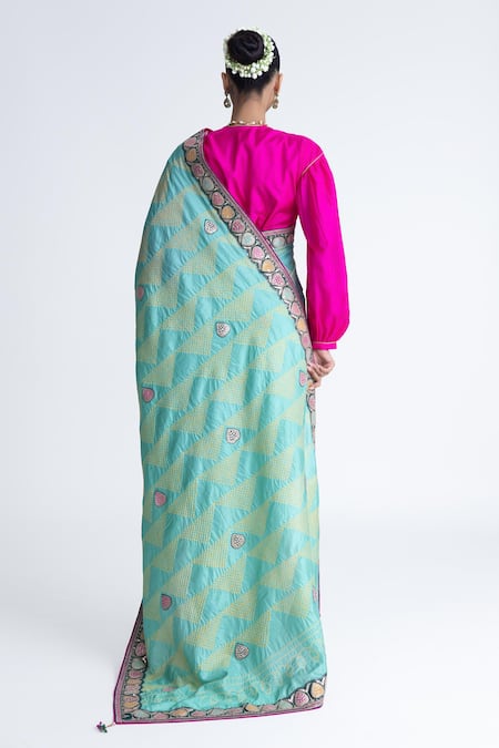 Naina Jain Bandhani Silk Saree With Unstitched Blouse Fabric 
