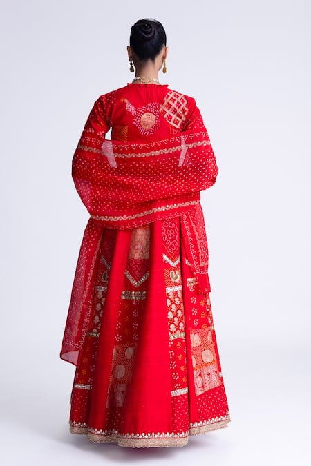 Naina Jain Red Patchwork Lehenga Set 