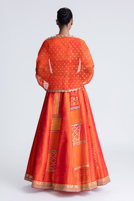 Naina Jain Orange Patchwork Lehenga Set 