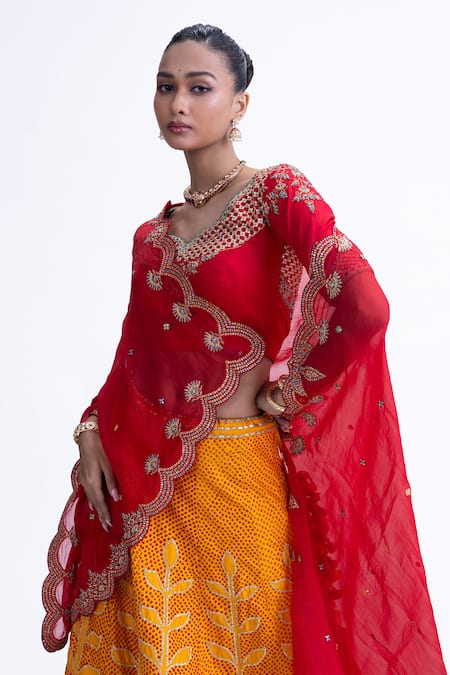 Naina Jain Ekam Yellow & Red Lehenga Set 