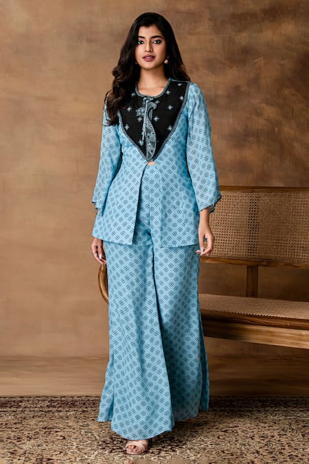 Isha Gupta Tayal Powder Blue Peplum Top & Pant Set