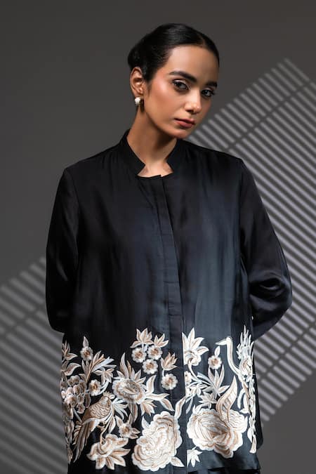 Ellemora Fashions Black Thread Work Shirt & Pant Co-ord Set Online at Aza Fashions Ellemora Fashions_Black Thread Work Shirt & Pant Co-ord Set _Online_at_Aza_Fashions