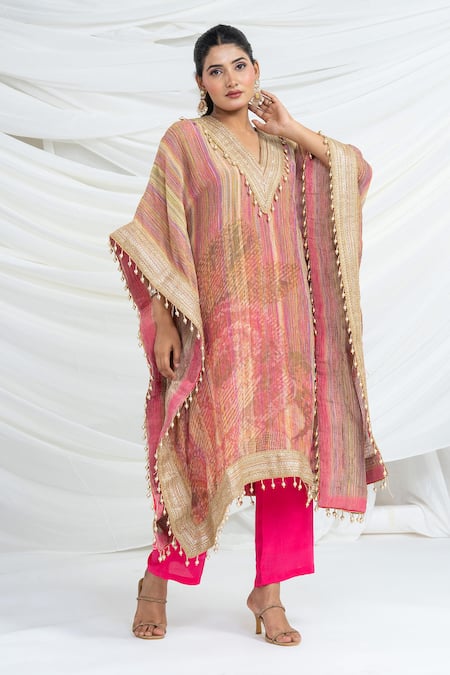 Ellemora Fashions Multi Colour Stripes Pattern Kaftan Set